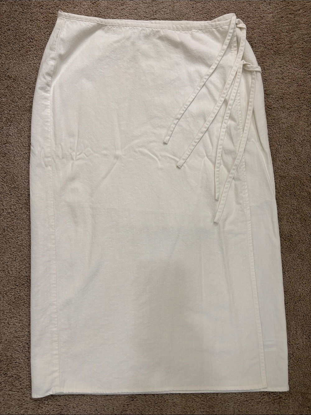 White Midi Wrap Cotton blend Skirt with Side Ties Size M